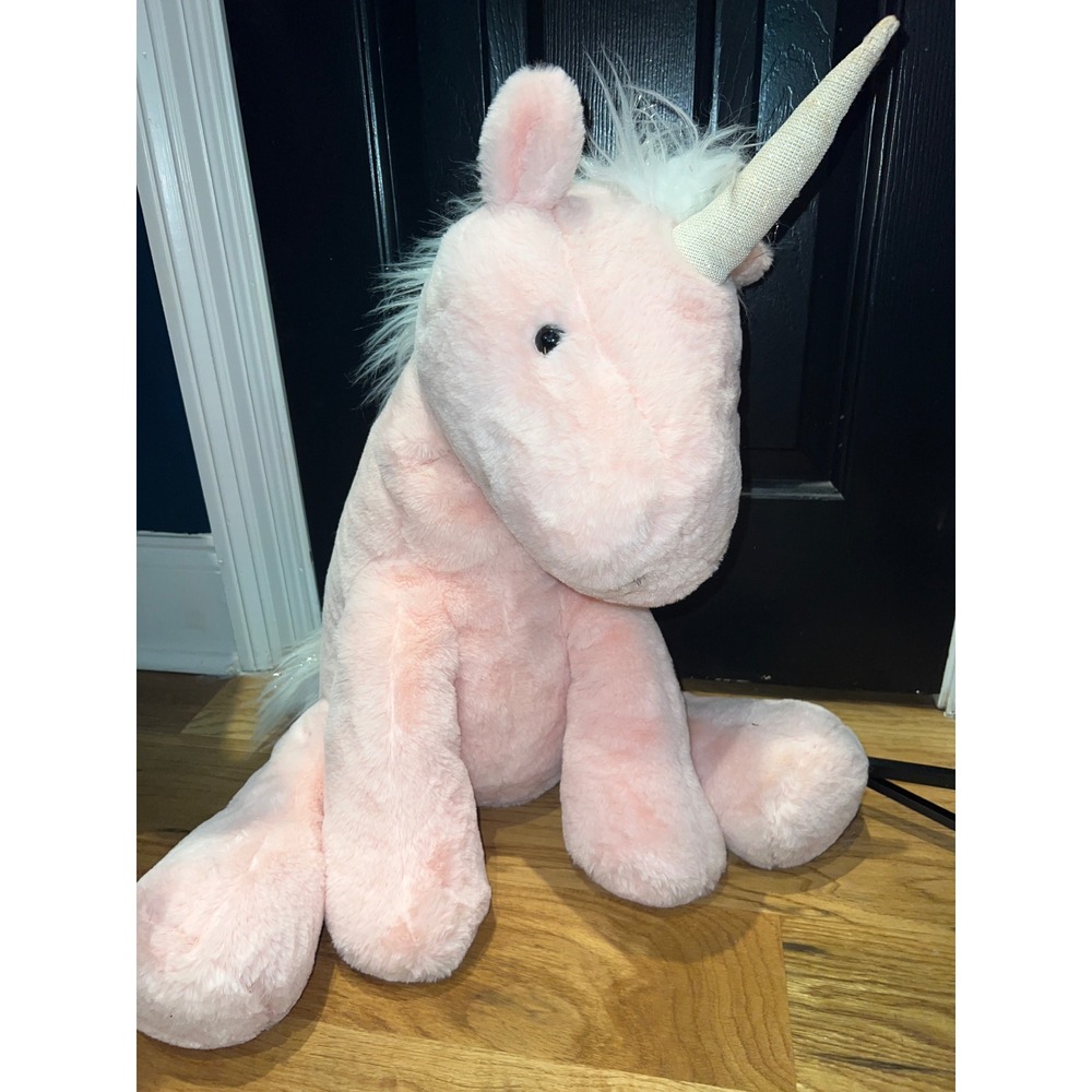 Animal Adventure Pink Unicorn Plush Stuffed Animal Silver Horn 2019 L73598L